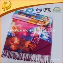 Mujer 100% seda pura de doble capa de seda de Vietnam bufandas con borla de hecho a mano
